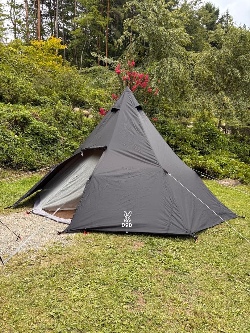 DOD(ディーオーディー) ワンポールテントL 8人用 ブラック　フルセット