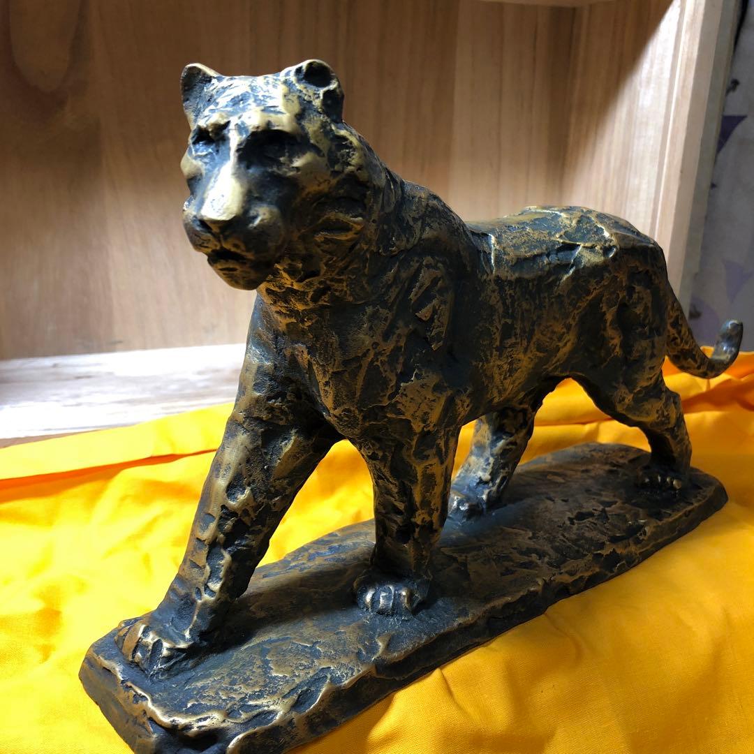 ブロンズ トラ 彫刻 木箱付き北村西望