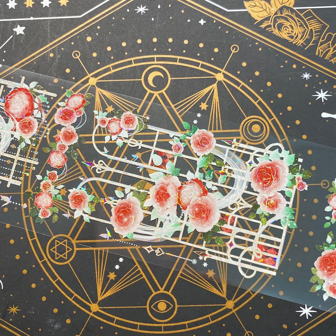 【9284】海外　マステ　中古巻　貝殻光マスキングテープ　バラ　装飾系