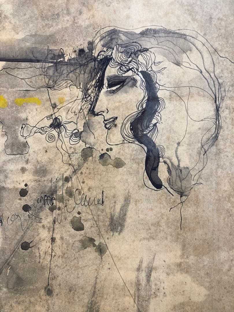 【真作保証】小貫政之助「女」水彩画 額装 抽象画 美人 絵画