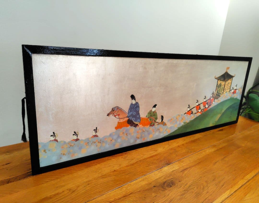 大型装飾パネル『輿』貴族行列　横約110.5cm　横長絵巻物　額絵