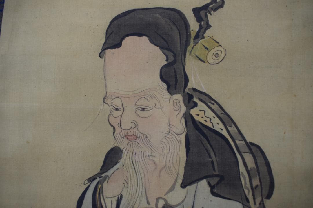 【真作】狩野元仙/寿老人図/七福神の一人/掛軸☆宝船☆Z-75　JM