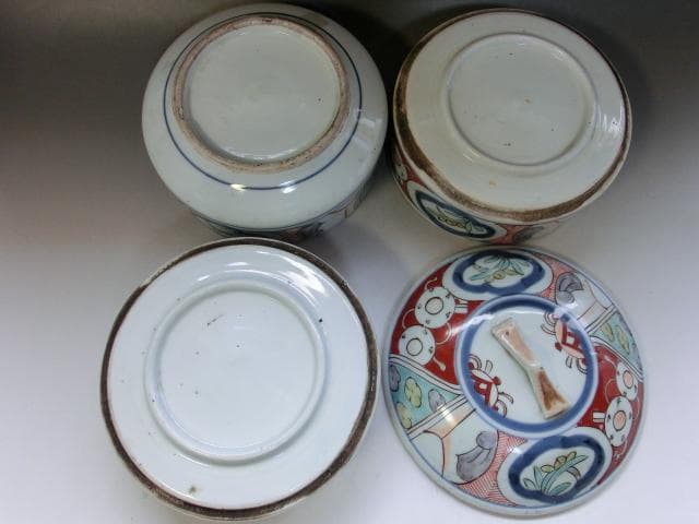 鉢■三段重鉢 赤絵 窓菖蒲 唐草紋 陶器 お重 古美術 時代物 骨董品■