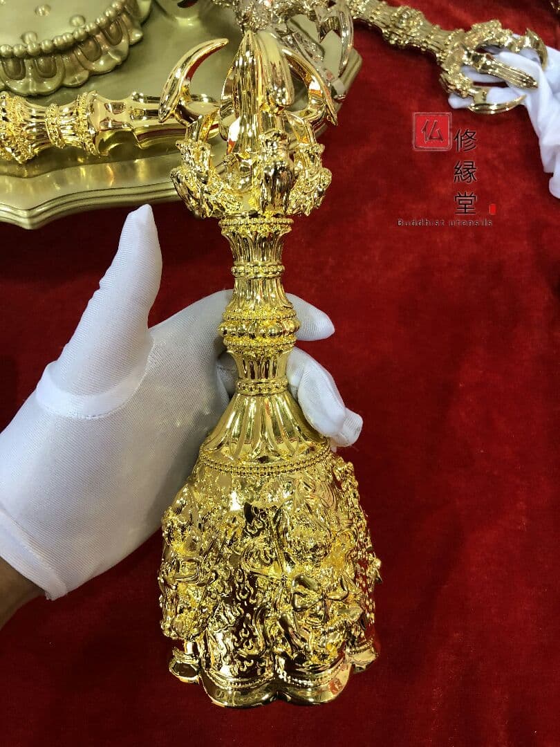 密教法具 四大明王 法器 金剛鈴 真鍮金メッキ 26cm