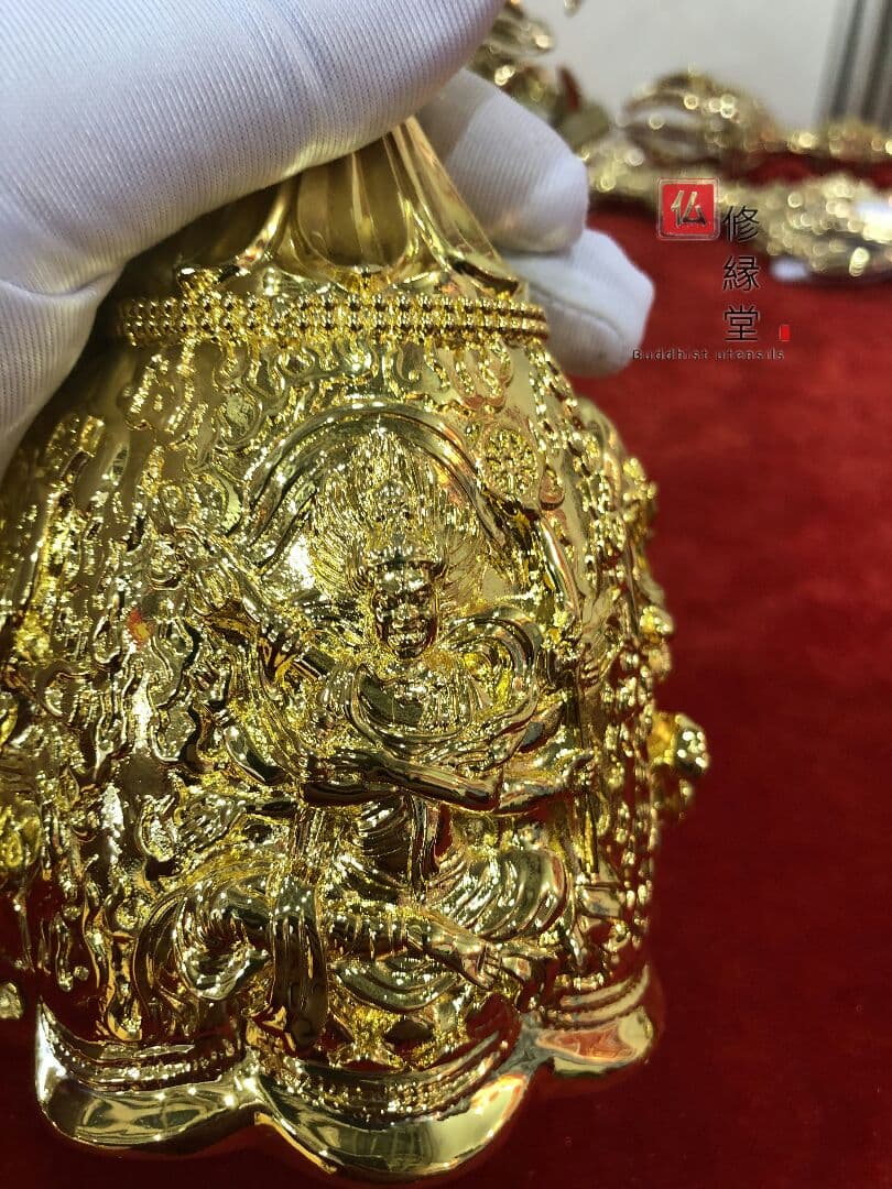 密教法具 四大明王 法器 金剛鈴 真鍮金メッキ 26cm