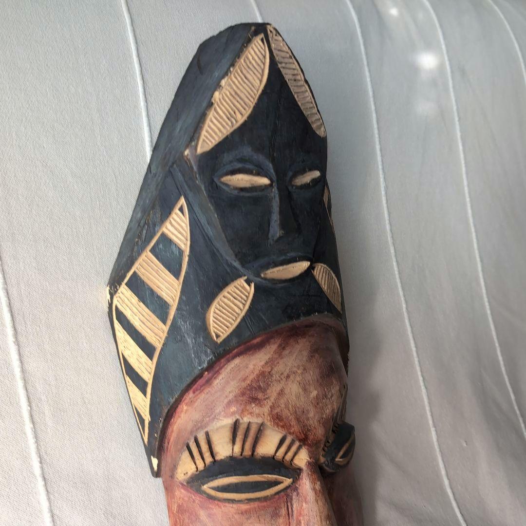 アフリカンマスク 仮面 木製 彫刻 約30cm ヴィンテージ アンティーク