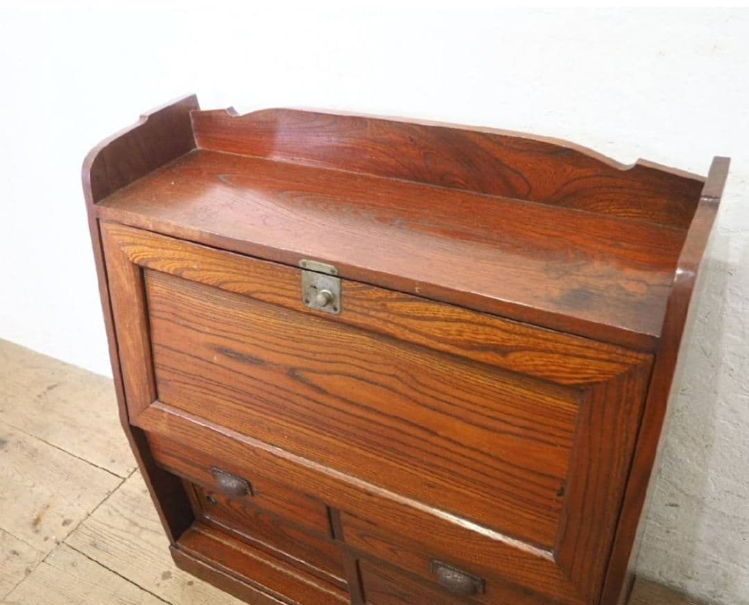 1095 アンティーク　欅のライティングデスク　帳場机　文机　テーブル　レトロ