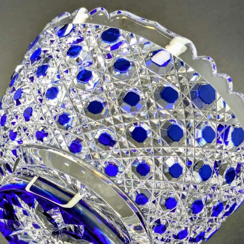 江戸切子　堀口硝子　籠目紋様　向付鉢　✿最高級品✿　【 未使用・美品 】