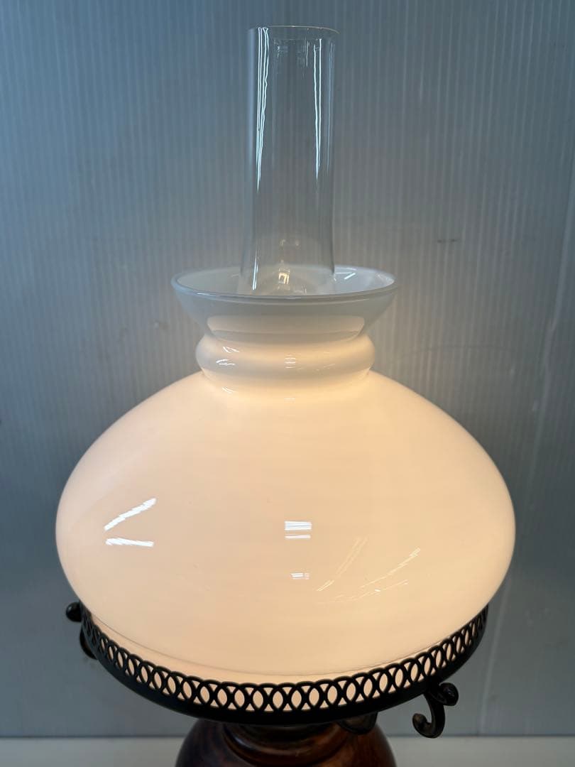アンティーク ガラスシェード テーブルランプ 現状品