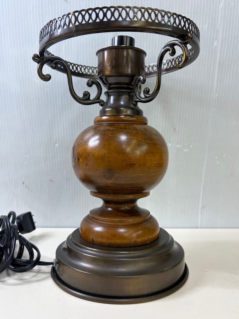 アンティーク ガラスシェード テーブルランプ 現状品
