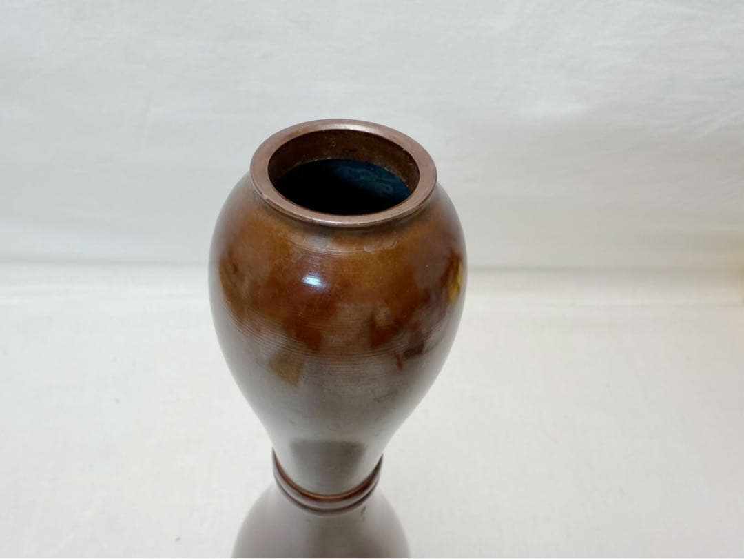 未使用 華道具 一ノ瀬宗辰造 胡銅 瓢銘千成御花入 大名物写 銅印 共箱