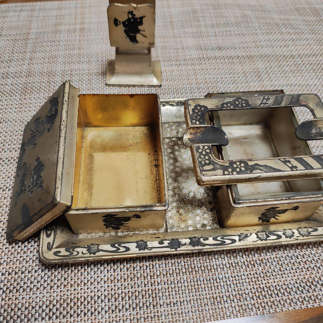 激レア　伝統的な金属工芸品 煙草盆セット