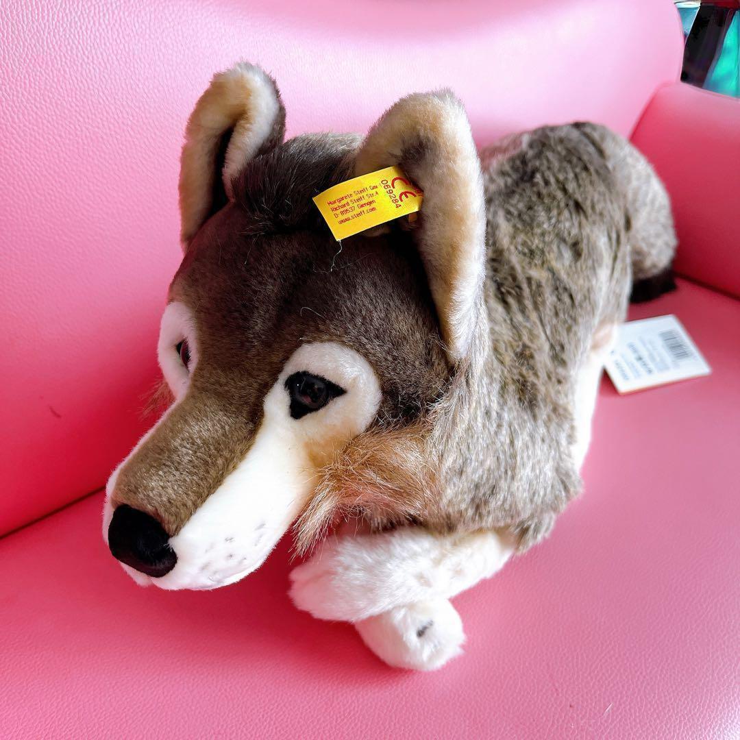 希少 正規品 シュタイフ オオカミ つぶらな瞳がかわいい 狼 ブラウン 40cm