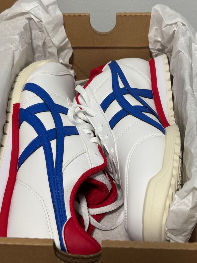 asics ゴルフシューズ　ホワイト/ブルー/レッド