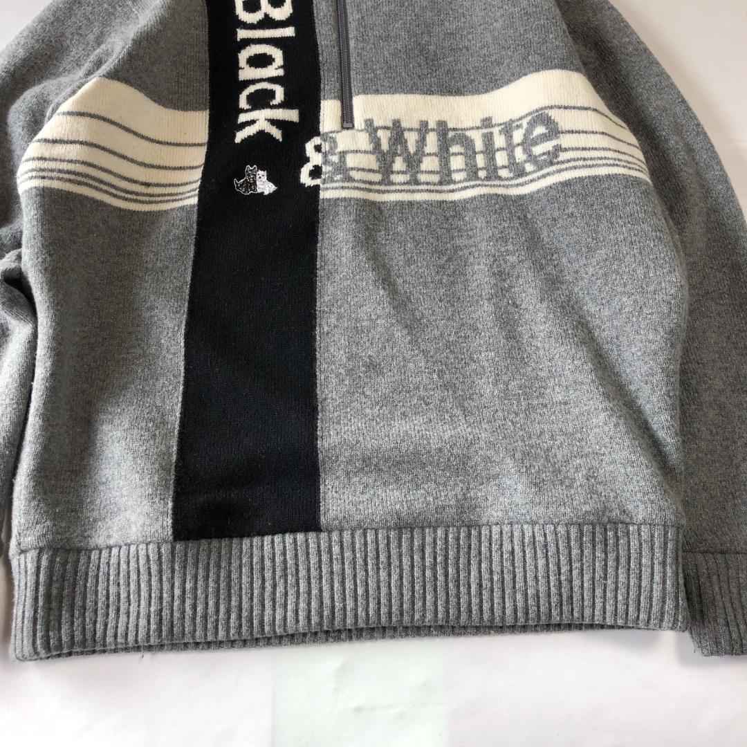 未使用級　ブラックアンドホワイト　ハーフジップ　セーター スニードジャック