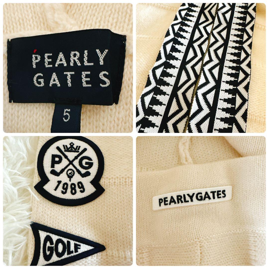 美品　パーリーゲイツ　ウール　カシミヤ フーディ　ニット　プルオーバー サイズ5