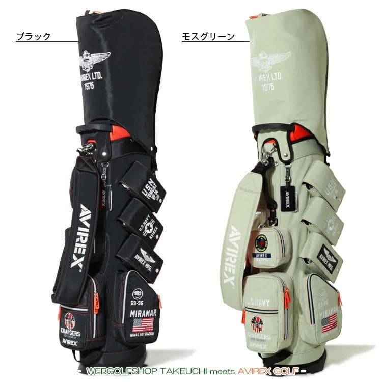 新品 AVIREX アヴィレックスゴルフ スタンド キャディバッグ モスグリーン