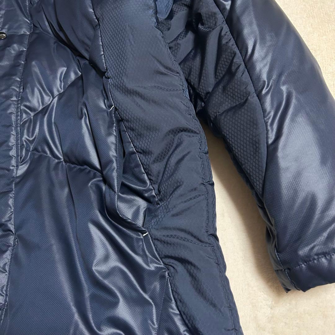 【美品】Mizuno ミズノ ダウンコートベンチコートメンズ 刺繍ロゴ ネイビー