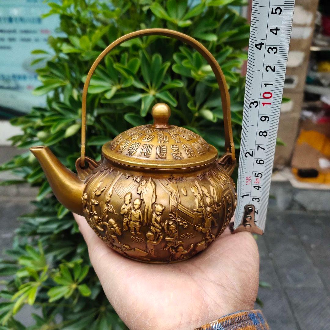 銅 細工 百子祝寿 徳利 急須 煎茶道具 提梁壺 装飾品 工芸品 置物