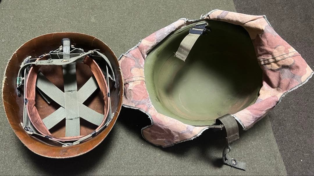 【実物】ヘルメット 米軍 ベトナム戦争M1 軍幕 ミッチェルパターン