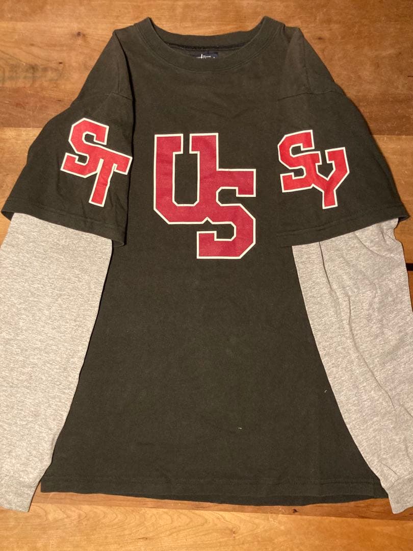 90's OLD STUSSY 紺タグ 袖プリントロンT Mサイズ USA製