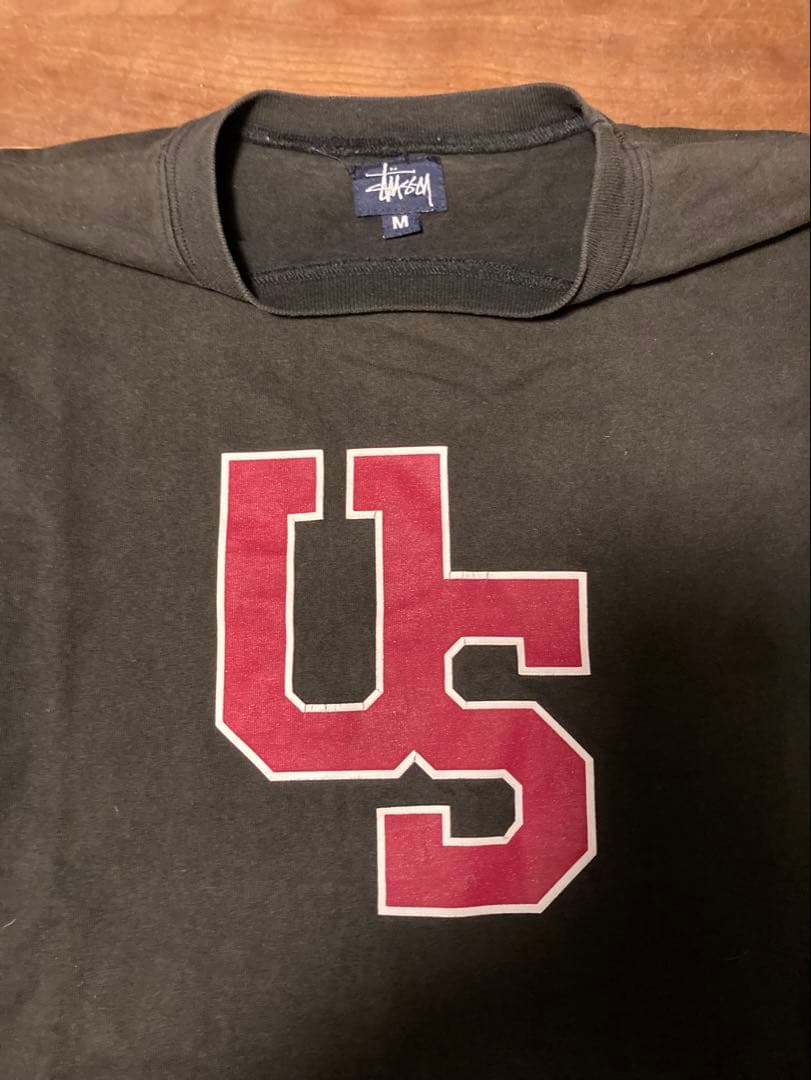 90's OLD STUSSY 紺タグ 袖プリントロンT Mサイズ USA製