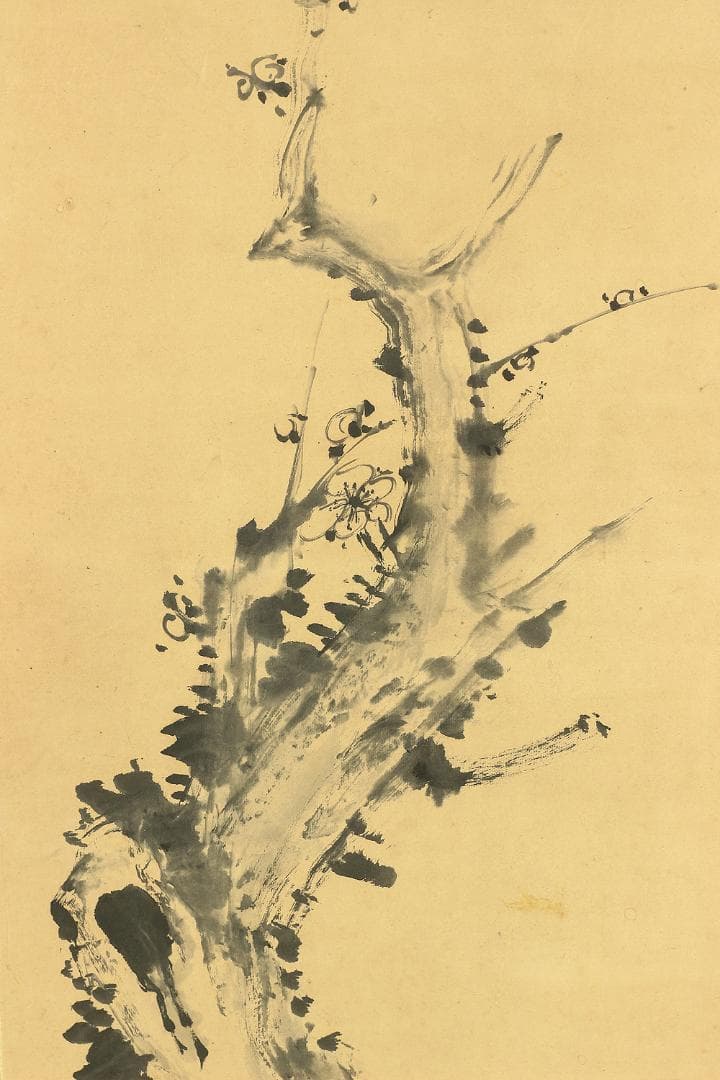 春涛散人「墨梅図」掛軸 肉筆 絹本