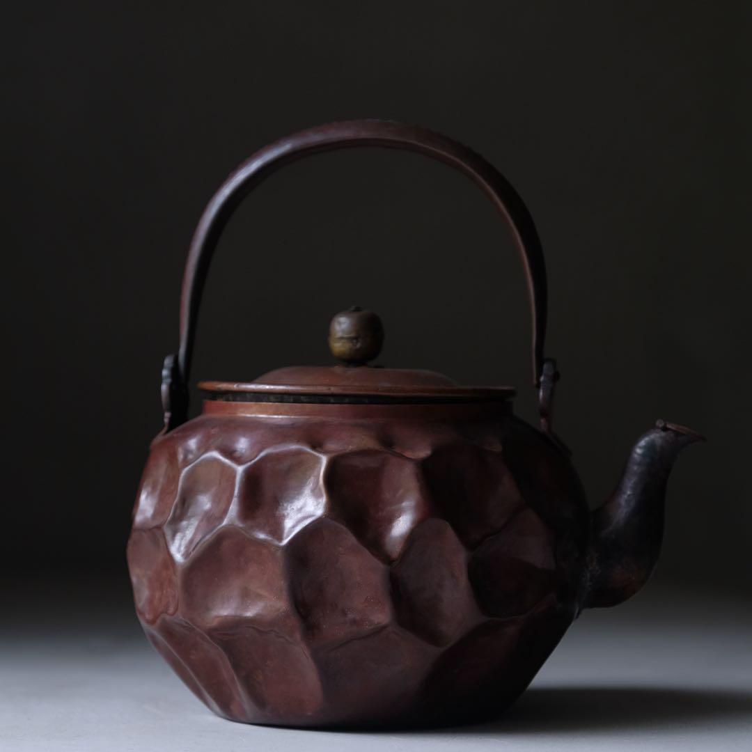 槌目打出薬缶　やかん 湯沸 急須 水注 茶道具 古道具 骨董 古民具