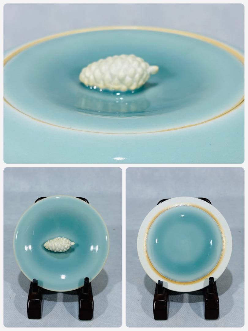 鍋島焼　小笠原長春造　青磁皆具　美品　共箱　茶道具　送料込