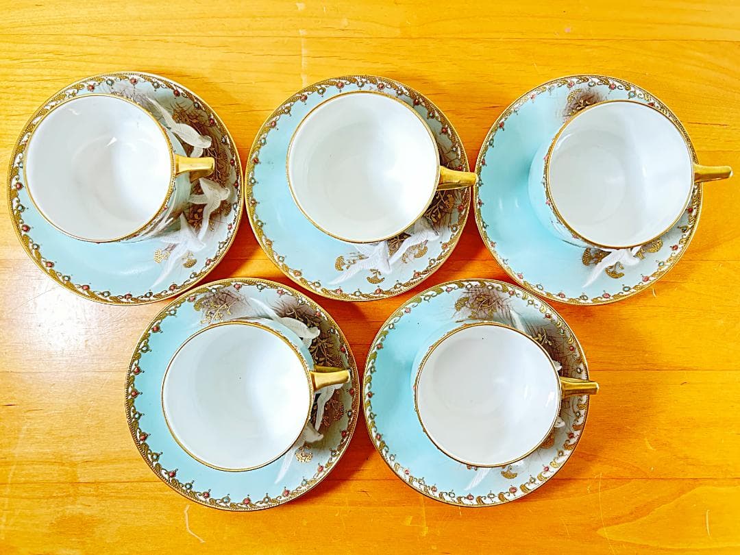 オールドノリタケ フライングスワン カップ ソーサー 5客 ポット クリーマー