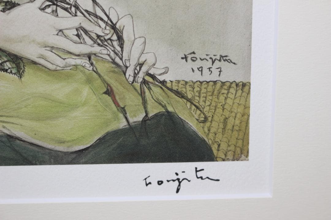 藤田嗣治 エスタンプリトグラフ「バラと少女」 6/75