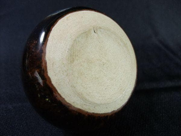 茄子茶入 仕覆付 「陶吉」 仕覆付（万葉花文） 茶道具 古美術