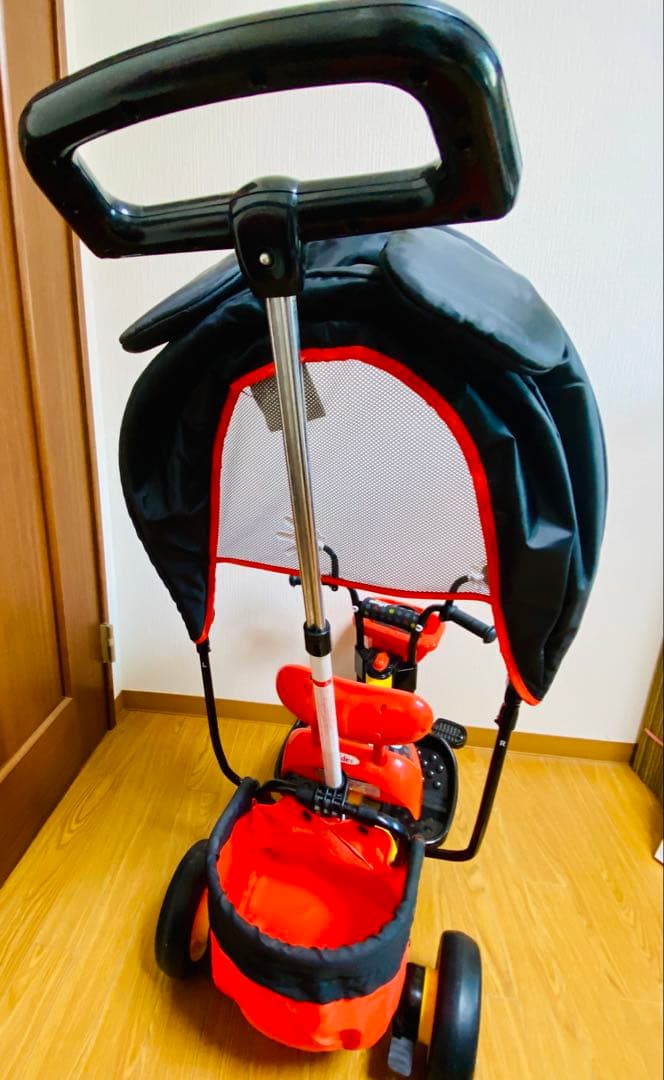 【美品、室内使用・室内保管】子供 三輪車 手押し棒 ides ミッキー三輪車