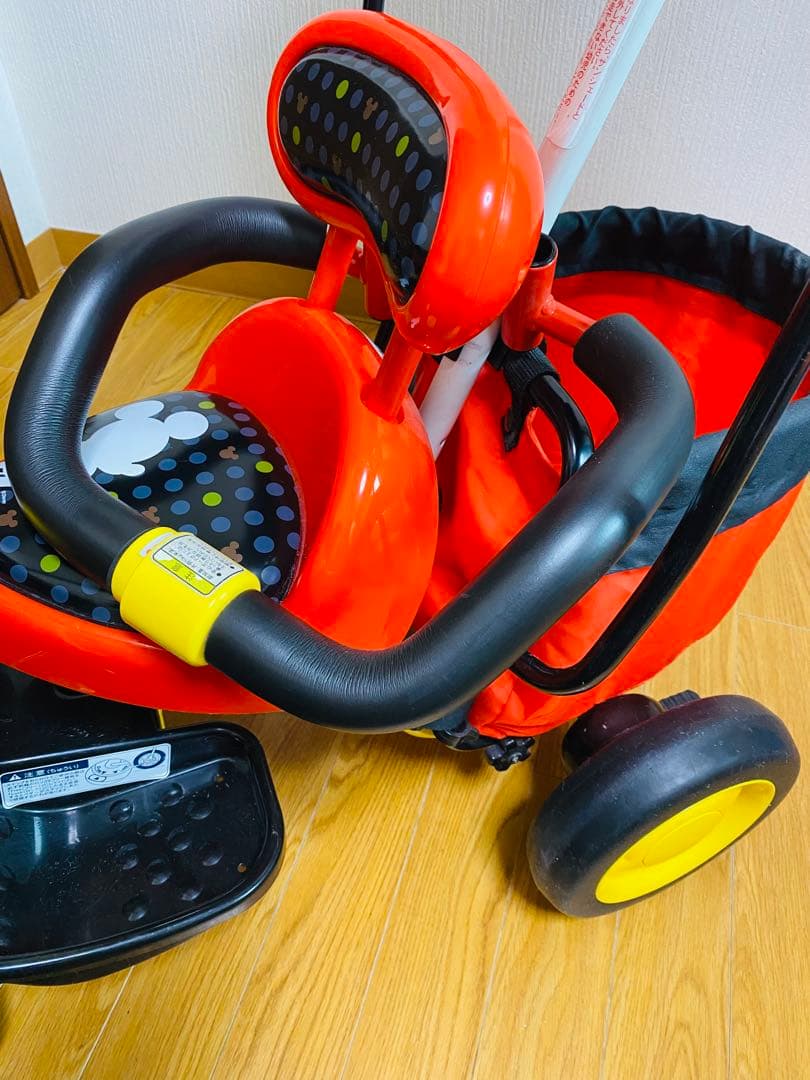 【美品、室内使用・室内保管】子供 三輪車 手押し棒 ides ミッキー三輪車