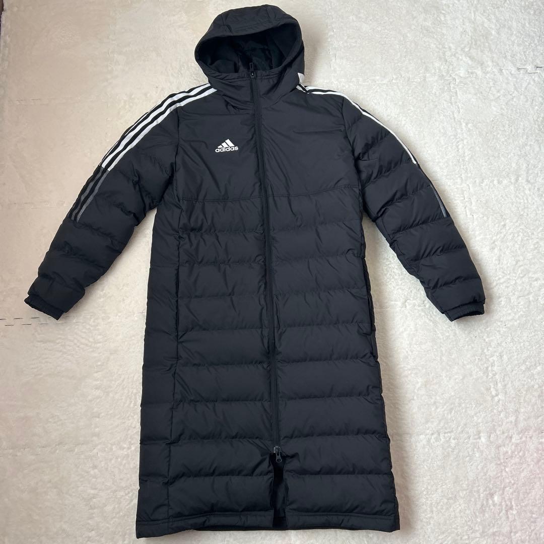 adidas ロングダウンコート ベンチコートブラック M 防寒