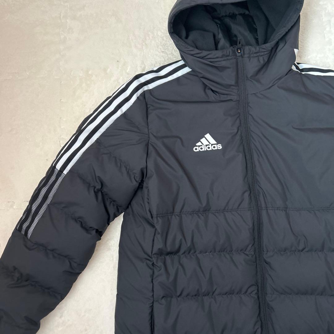 adidas ロングダウンコート ベンチコートブラック M 防寒