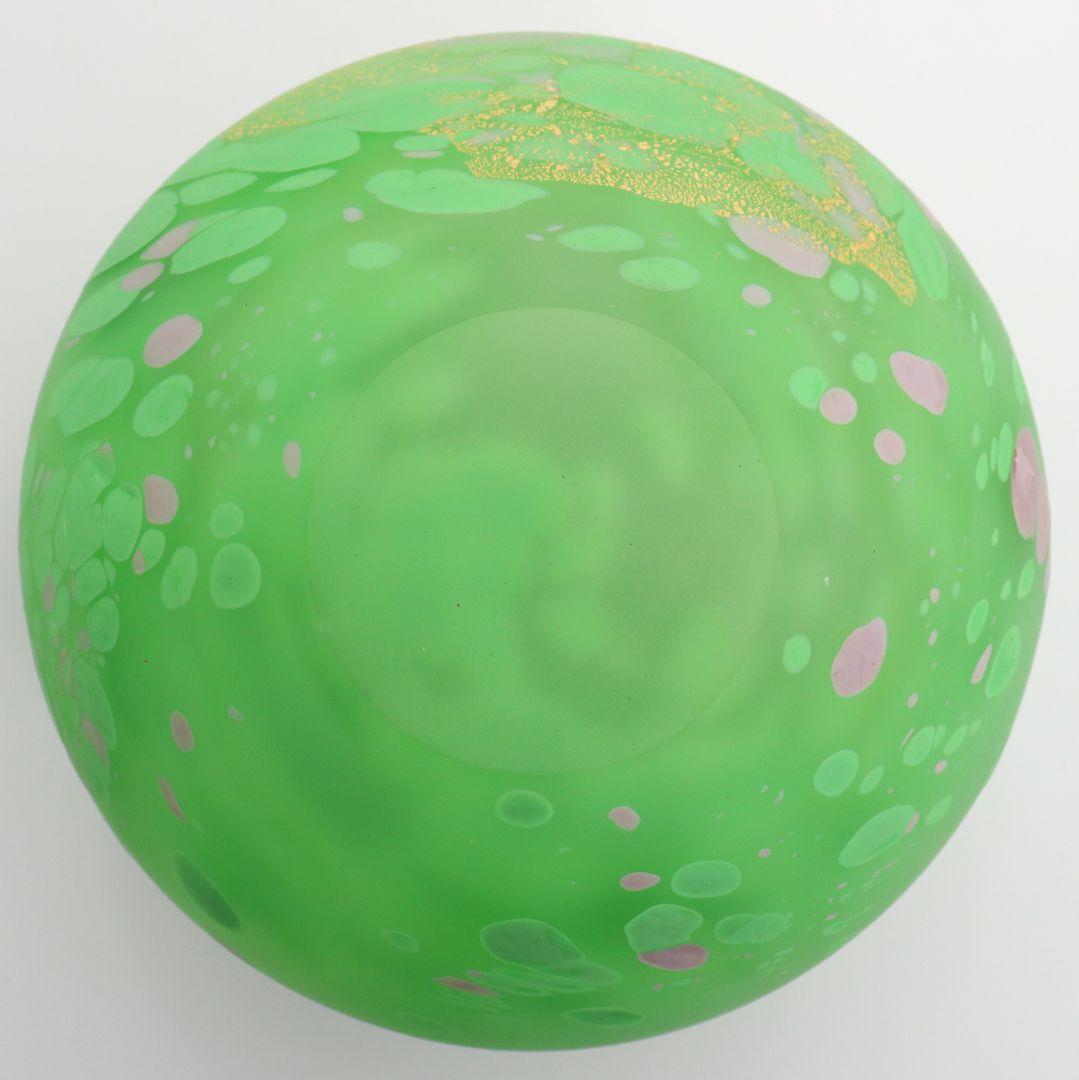 藤田喬平作 手吹 金彩花瓶 ガラス 共箱　C518　DC1