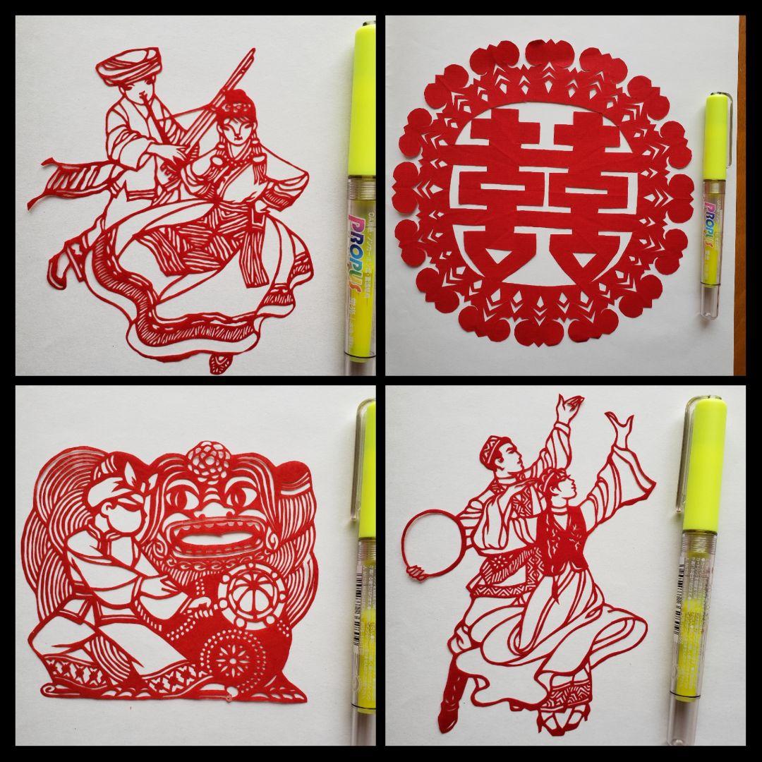 【新品、貴重】中国、切り絵、40年前程度の作品