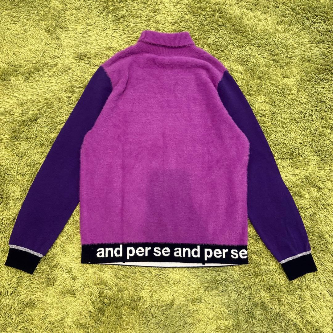 and per se アンパスィ ニットセーター ハイネック 異素材 紫 M