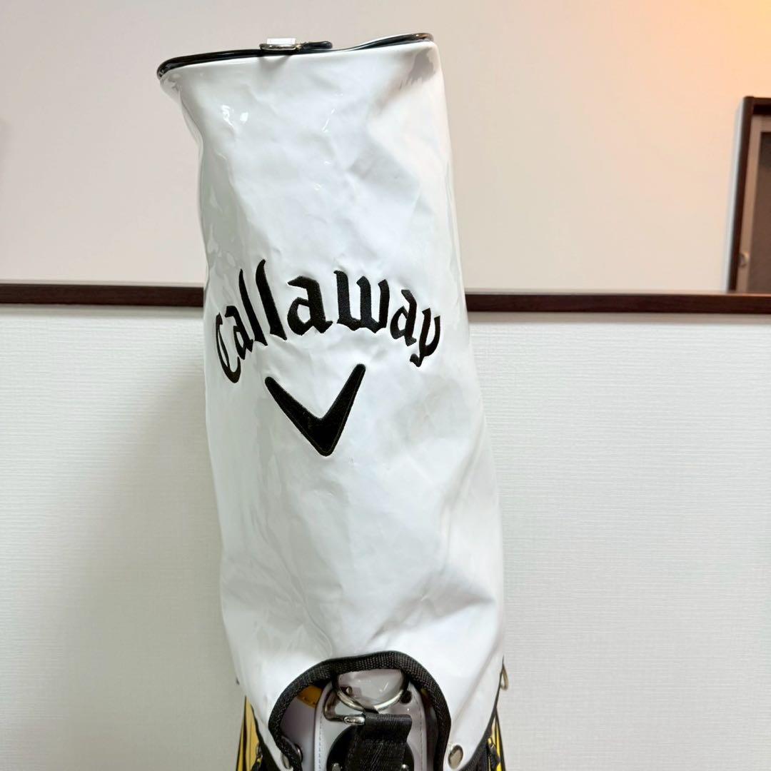 キャロウェイ キャディバッグ 9型 ホワイト×イエロー フード付