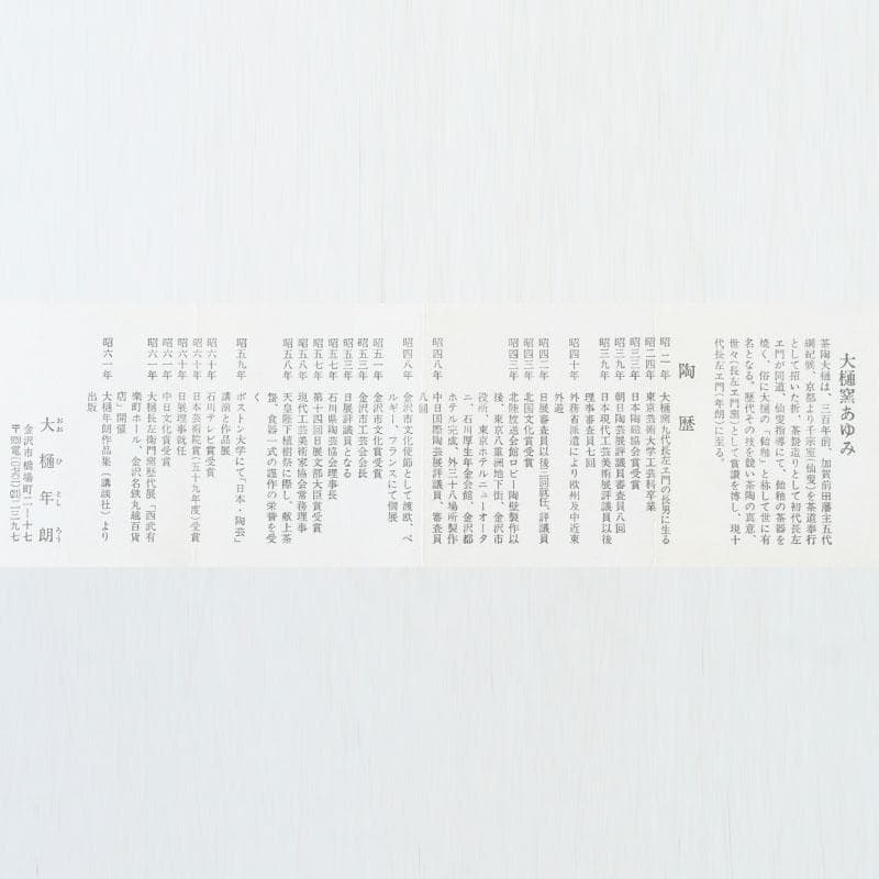 茶道具　大樋焼　大樋年朗作　白釉香合　今日庵鵬雲斎好　極め箱　V　9715