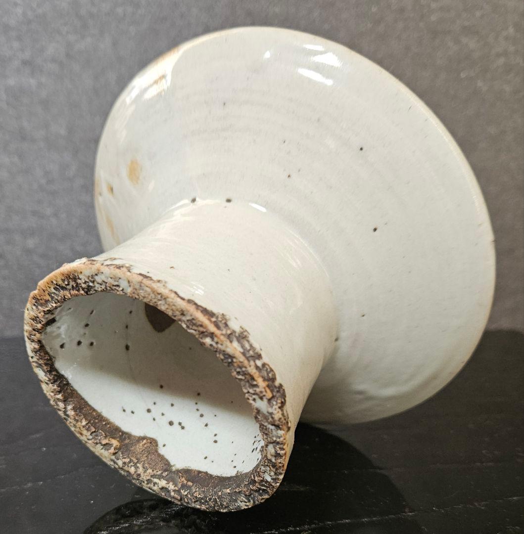 朝鮮古美術　朝鮮古陶磁器　古玩　李朝白磁　堅手　高付皿　台皿　祭器　仏教美術