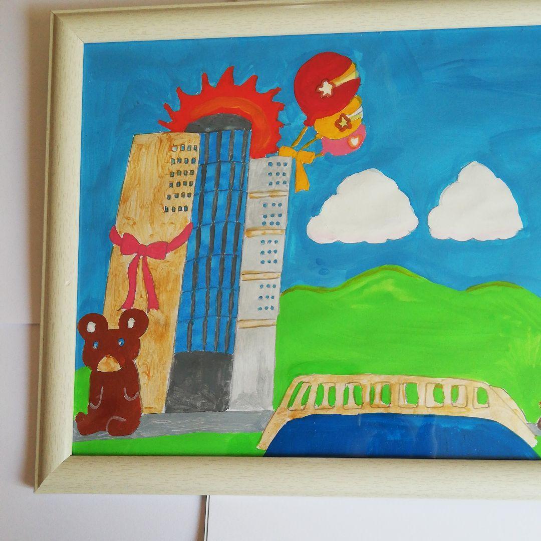 未来デパートと街「オリジナルイラスト絵画原画」