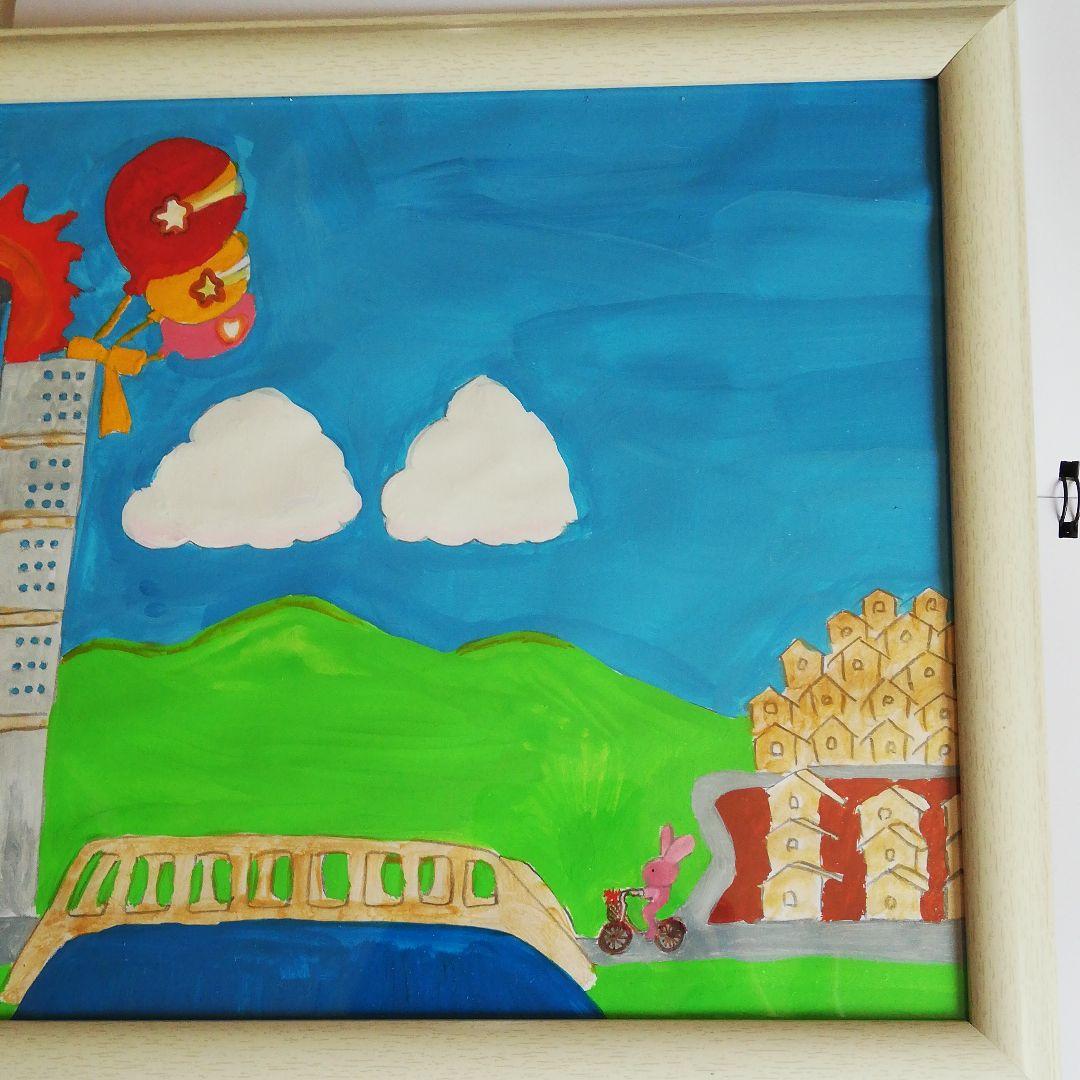 未来デパートと街「オリジナルイラスト絵画原画」