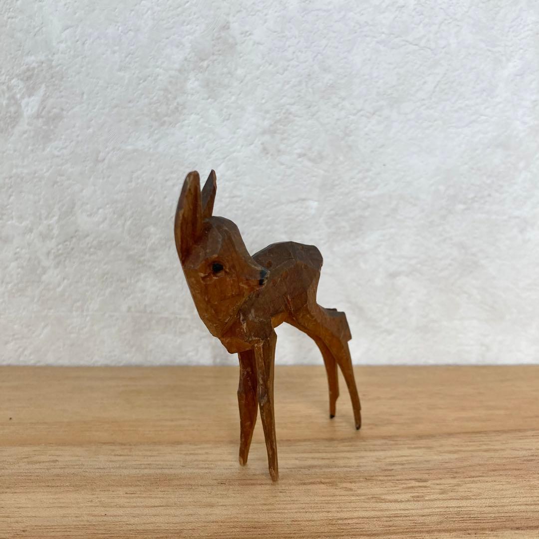 バンビ　木製　置物　人形　ドイツ　ヴィンテージ