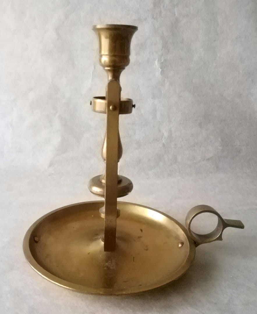 アンティーク　自在燭台持ち手付　真鍮製　フランス　船舶用　ロウソク立て　燭台
