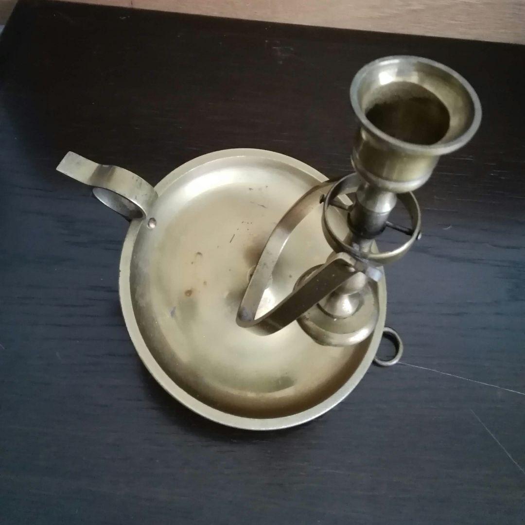 アンティーク　自在燭台持ち手付　真鍮製　フランス　船舶用　ロウソク立て　燭台