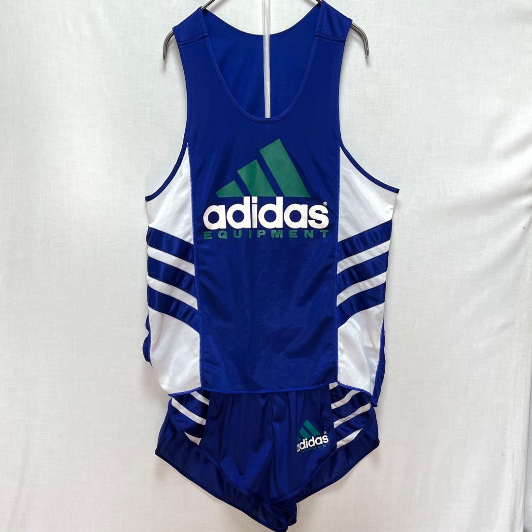 90s 【adidas】 デサント製 陸上 ランニング セットアップ 上下