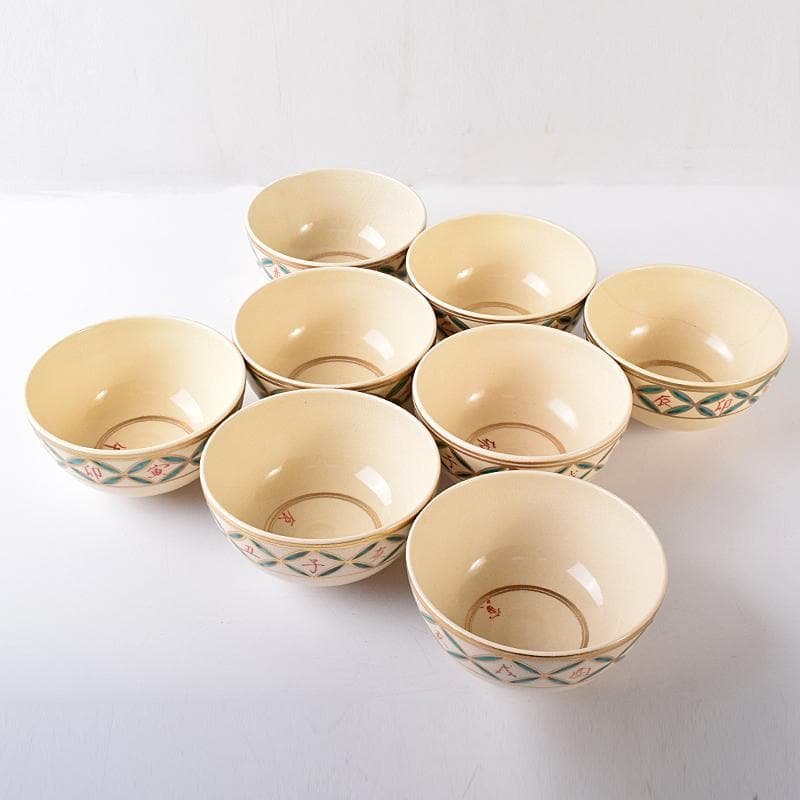 茶道具　京焼　杉田祥平造　色絵仁清　七宝干支図　茶碗　八客　共箱　MR7890B