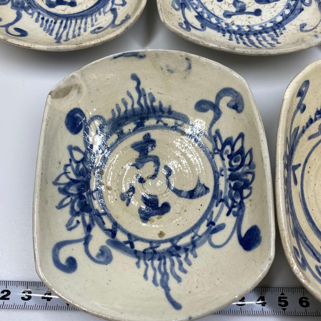 尾形乾山　染付皿5枚　共箱　トヒオ　東さ7-0323☆2F